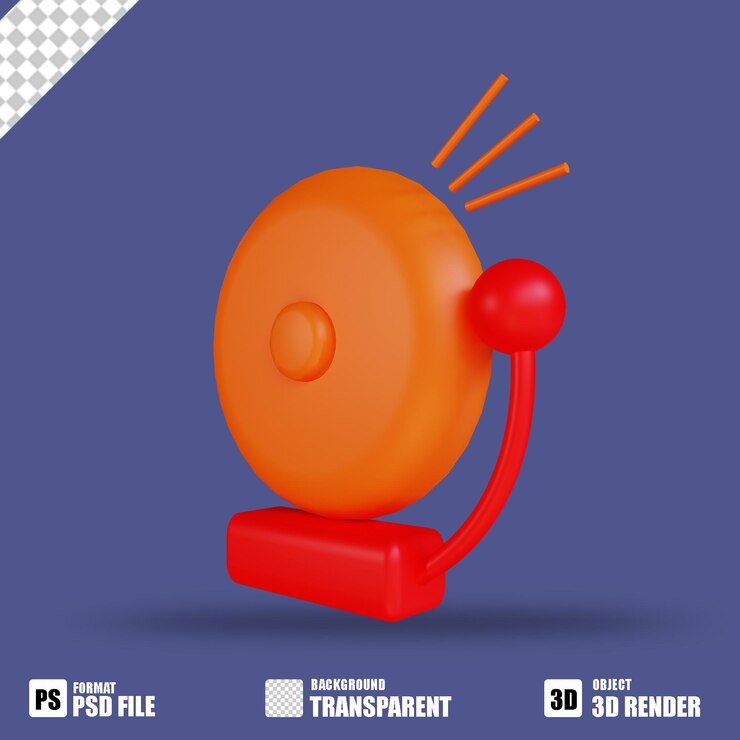 PSD icône cloche 3d pour école ou alarme incendie 2
