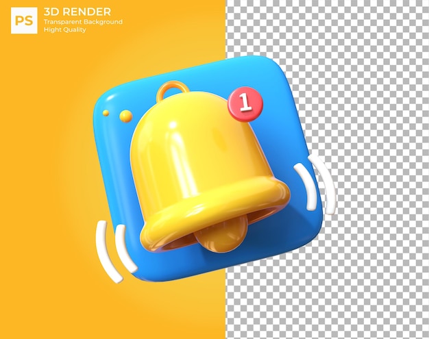 Icône De Cloche De Message De Notification Alerte Et Alarme Sur Fond Jaune Rendu 3d