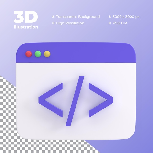 PSD icône de codage 3d