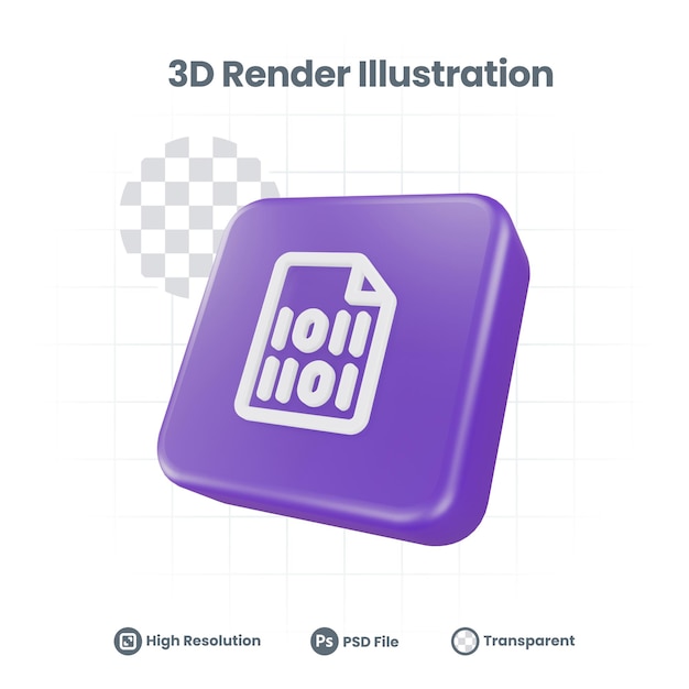 Icône de code binaire réaliste 3D pour la promotion des médias sociaux de l'application mobile Web