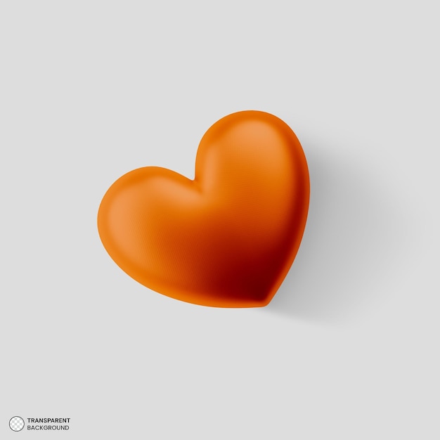 PSD icône de coeur orange brillant illustration de rendu 3d