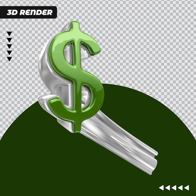 Ícone com símbolo de dinheiro em renderização 3d realista