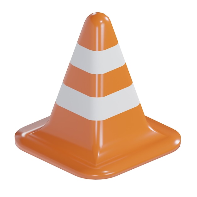 une icône de construction de cône de circulation orange isométrique 3D