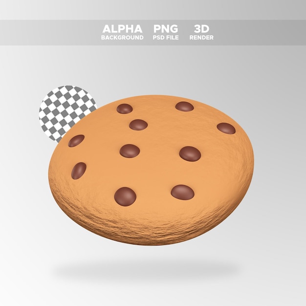 PSD icône de cookies de rendu 3d pour illustration de conception