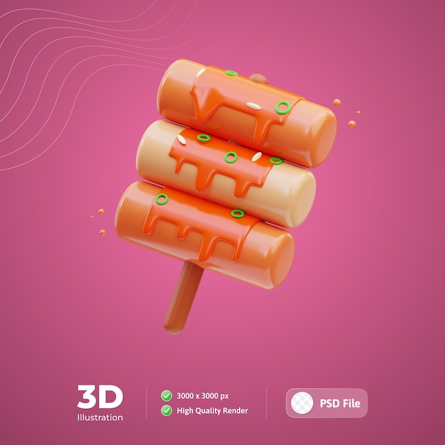 Icône coréenne tteokbokki Illustration 3d