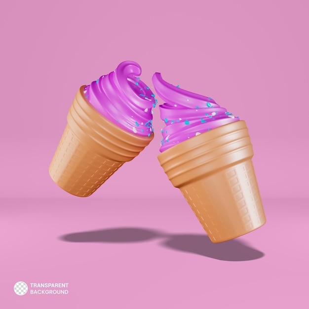 Icône De Cornet De Crème Glacée Illustration De Rendu 3d Isolée