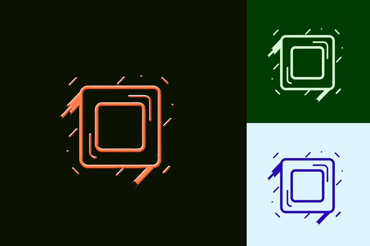 PSD icône de couleur d'arrière-plan avec un petit contour carré et quelques dessins d'icônes minimalistes abstraits