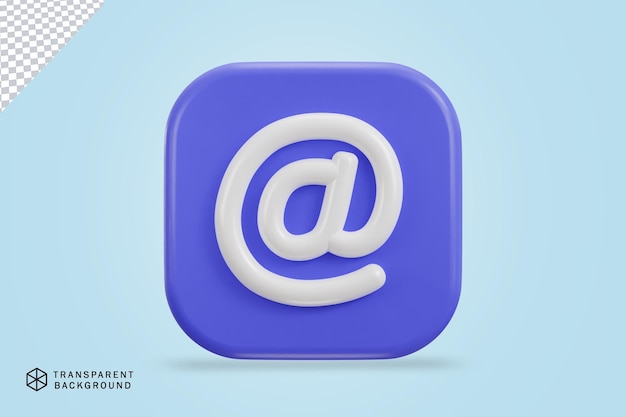 Icône de courrier électronique 3D sur le signe de taux icône de médias sociaux