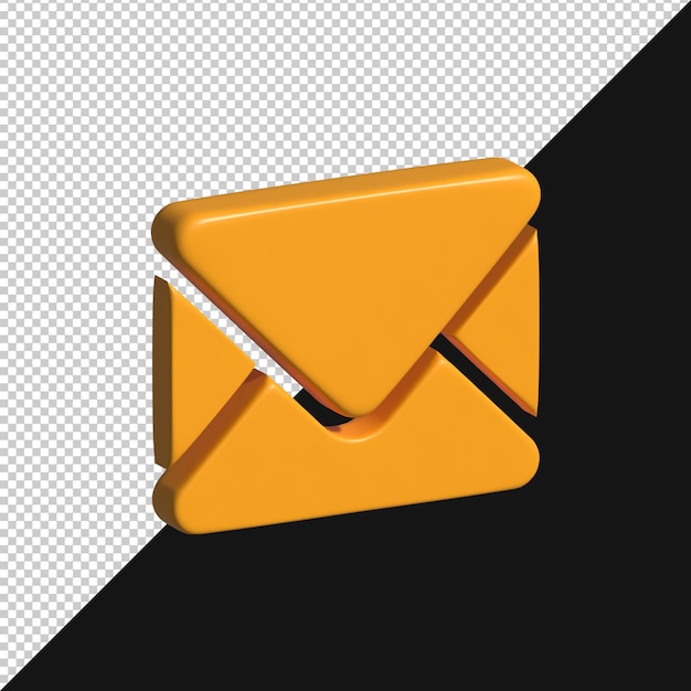 Icône de courrier électronique jaune rendu en 3D