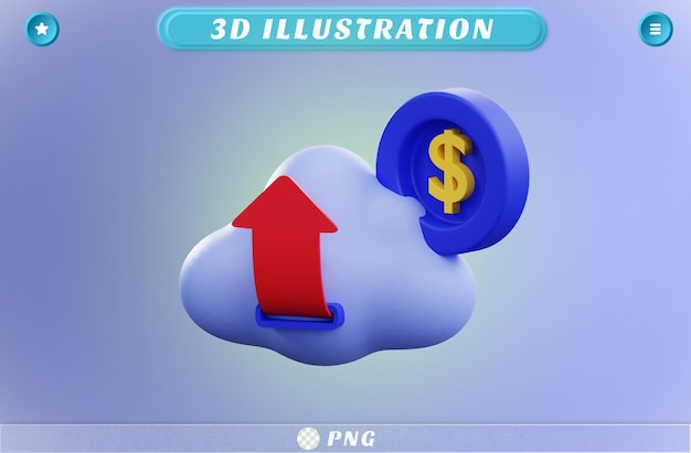 PSD icône de croissance de la finance numérique en rendu 3d