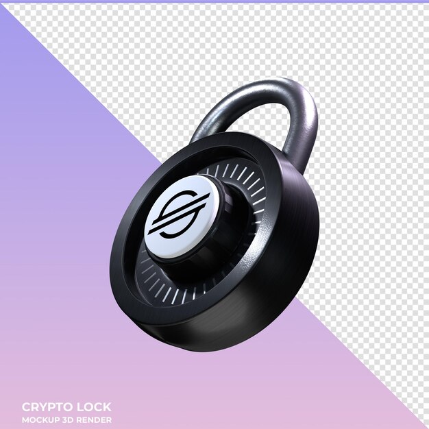 PSD Ícone crypto lock stellar xlm 3d (em inglês)