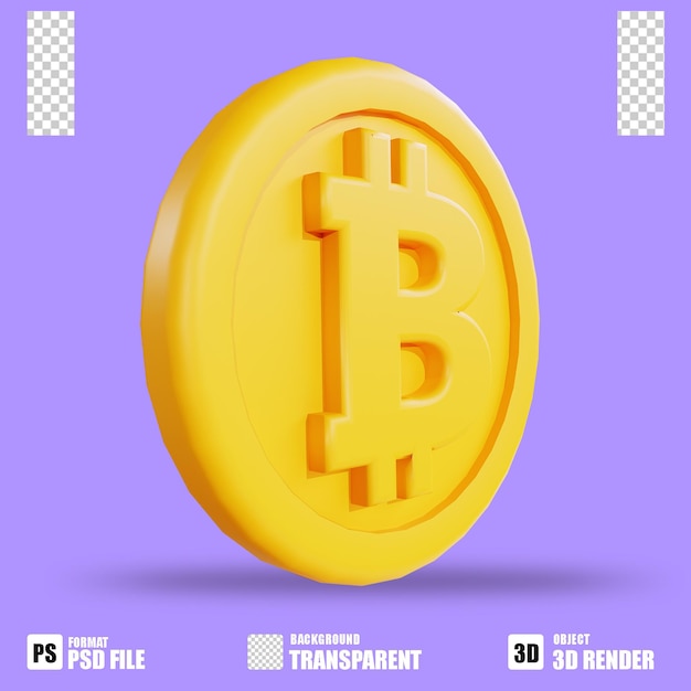 Icône De Crypto-monnaie De Rendu 3d Bitcoin 3 Avec Fond Transparent