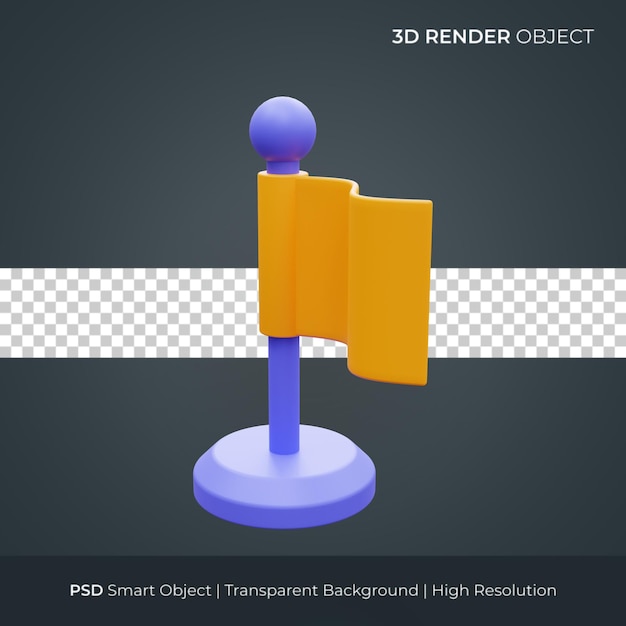 Ícone da bandeira 3d render ilustração isolada premium psd