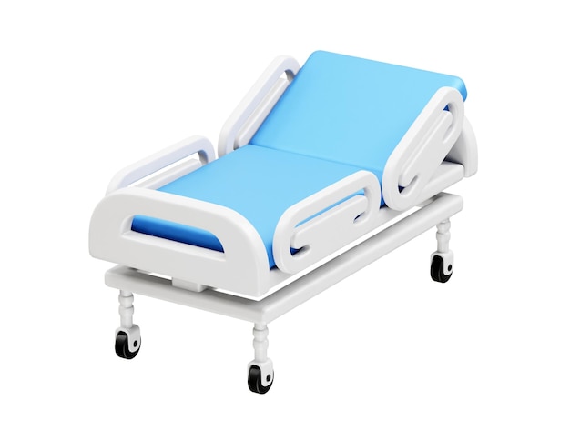 Ícone da cama do paciente Ilustração 3D da icona da cama do hospital