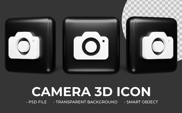 PSD Ícone da câmera em renderização 3d isolado