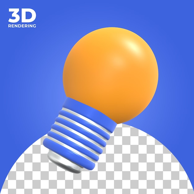 Ícone da lâmpada 3d ilustração 3d psd premium