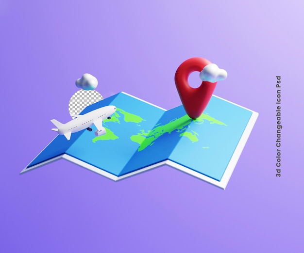 ícone de alfinete de mapa de localização 3D ou ícone de alfinete de mapa de localização global 3D