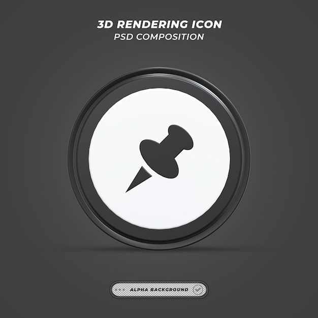 Ícone de alfinete em renderização 3d