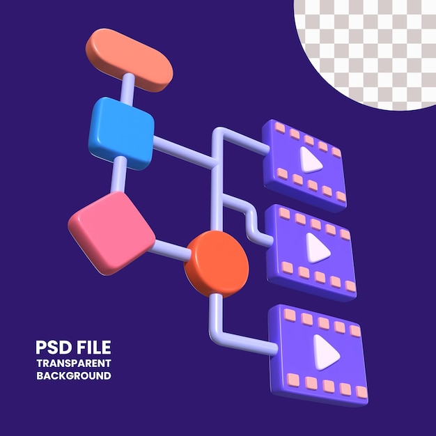 PSD Ícone de algoritmo ícone de ilustração 3d