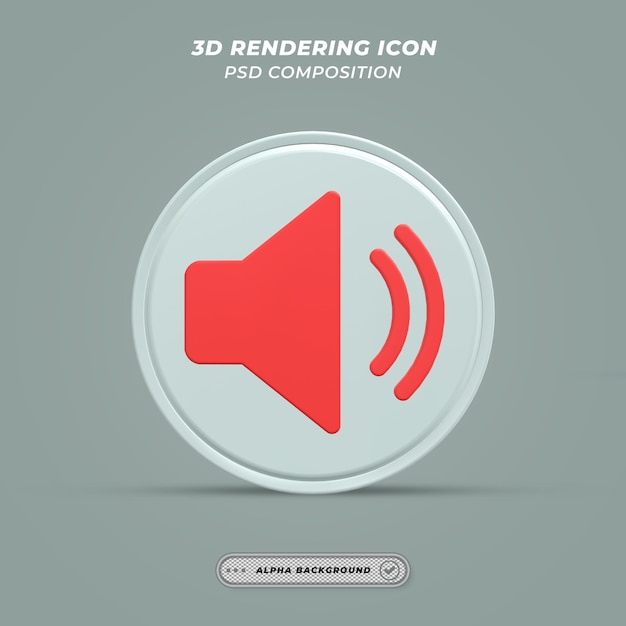 PSD Ícone de alto-falante em renderização 3d