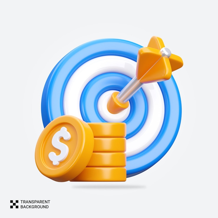 PSD ícone de alvo financeiro de renderização psd 3d