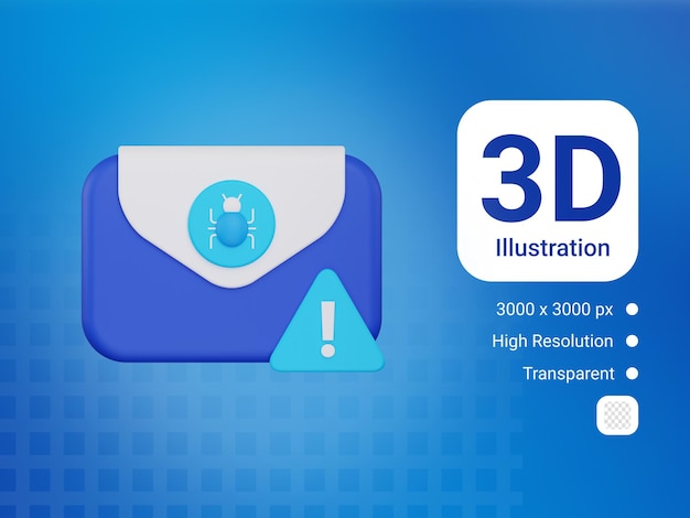 PSD Ícone de ameaça de e-mail 3d