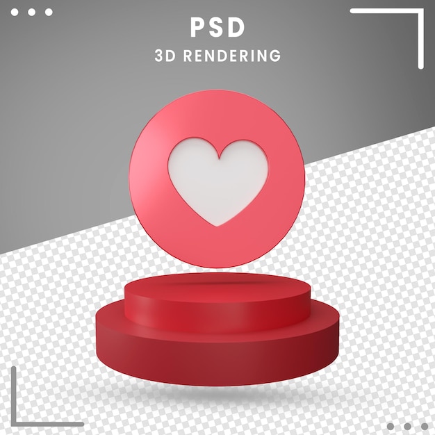 Ícone de amor girado logo 3d facebook renderização 3d