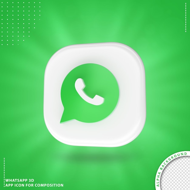 PSD Ícone de aplicação whatsapp para branco de composição