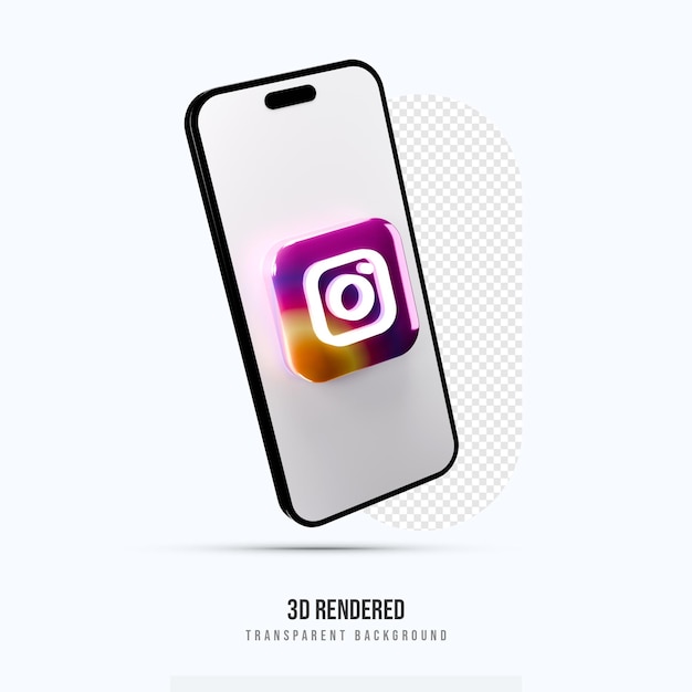 Ícone de aplicativo 3D do Instagram no smartphone