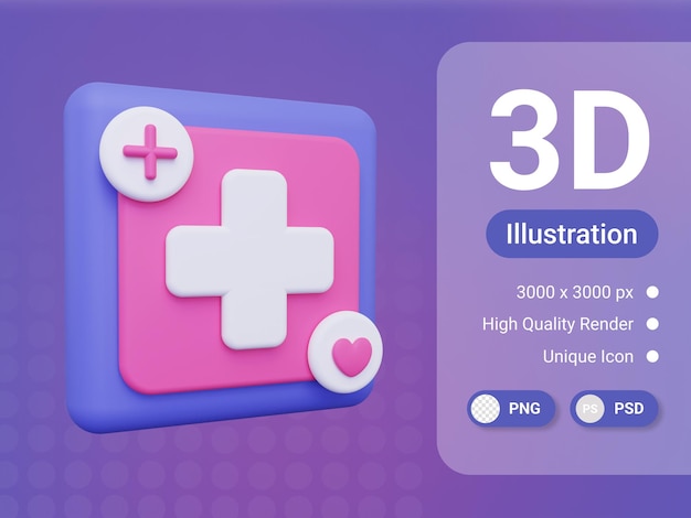 Ícone de aplicativo médico de renderização 3d