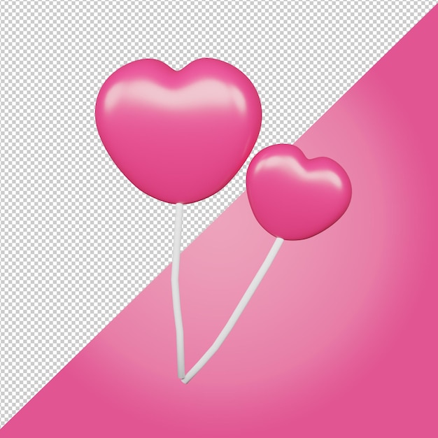 PSD Ícone de balão de amor renderização em 3d isolado em fundo transparente