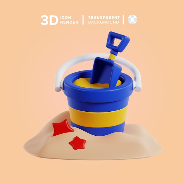 PSD Ícone de balde de areia 3d ilustração