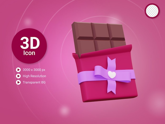 Ícone de barra de chocolate 3d