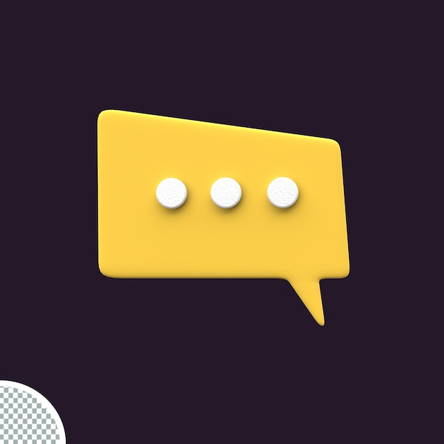 ícone de bate-papo de fala de bolhas amarelas mínimas 3d ícone de mensagens de balão de conversa ilustração de renderização 3d