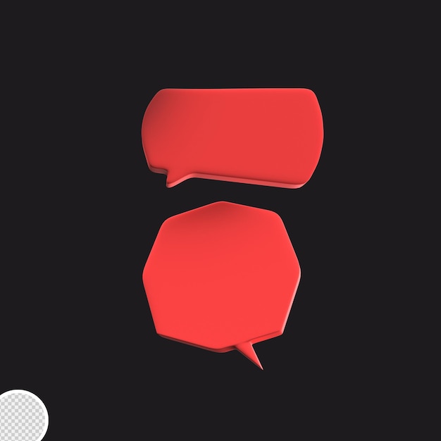 PSD Ícone de bate-papo de fala de bolhas vermelhas mínimas 3d ícone de mensagens de balão de conversa ilustração de renderização 3d