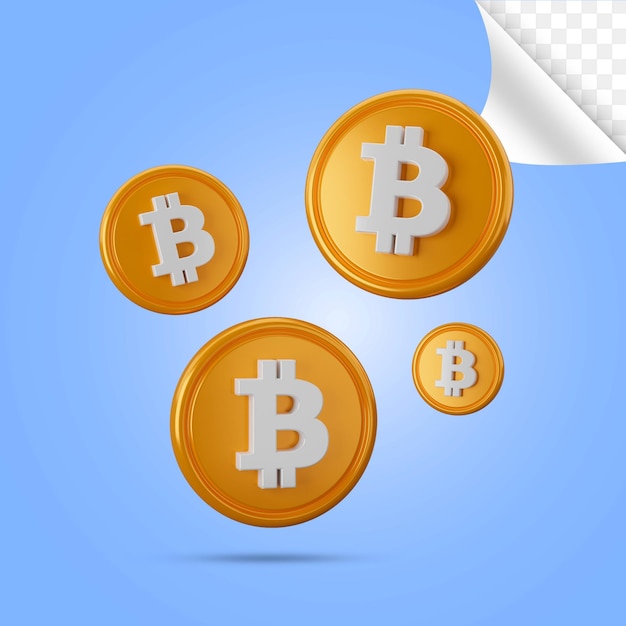 Ícone de bitcoin de renderização 3d isolado de bitcoin dourado