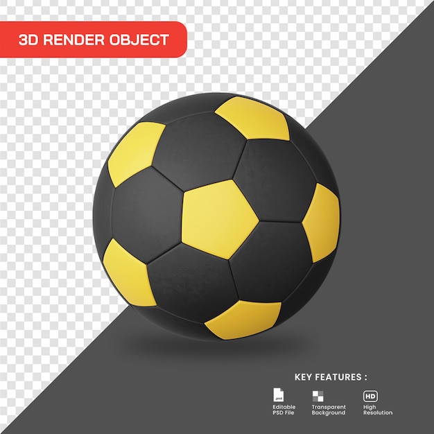 Ícone de bola de futebol com renderização 3d