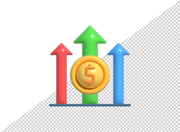 PSD Ícone de bolha em quadrinhos de crescimento do dólar psd ilustração de renderização 3d