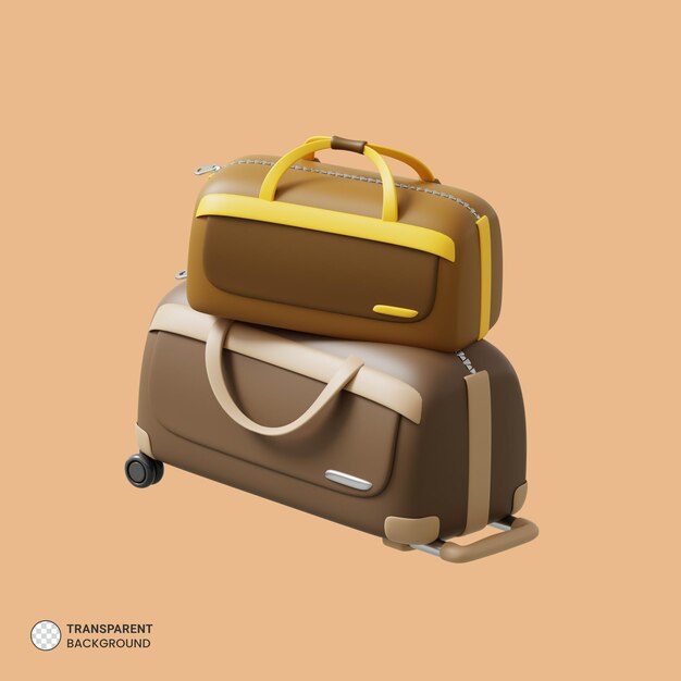 PSD Ícone de bolsa de viagem isolado renderização 3d ilustração