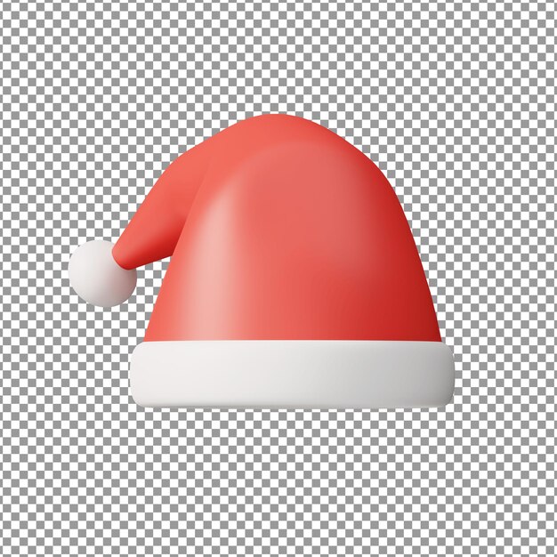 Ícone de boné de Papai Noel em PSD 3D em fundo isolado e transparente