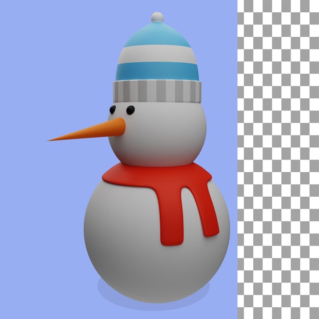 Ícone de boneco de neve 3d com chapéu azul