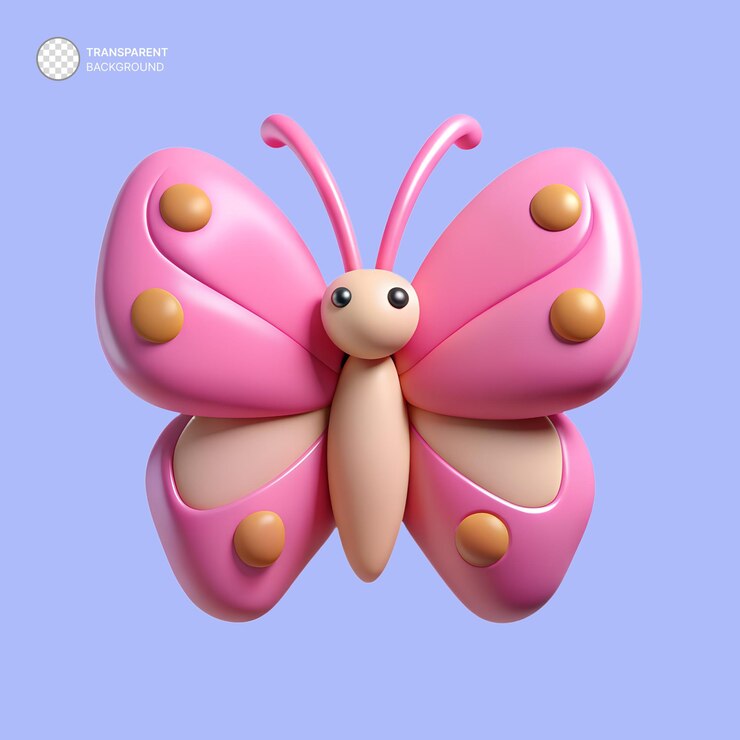 PSD ícone de borboleta rosa 3d