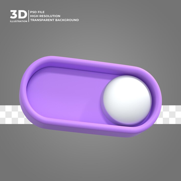 PSD ícone de botão de alternância de renderização 3d premium psd