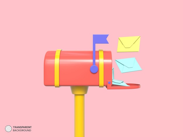 Ícone de caixa de correio isolado ilustração de renderização 3d