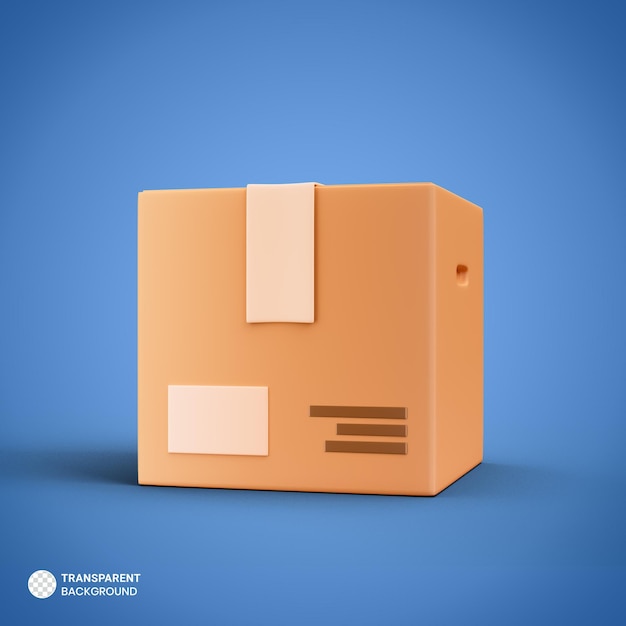Ícone de caixa de entrega de papelão isolado renderização 3d ilustração