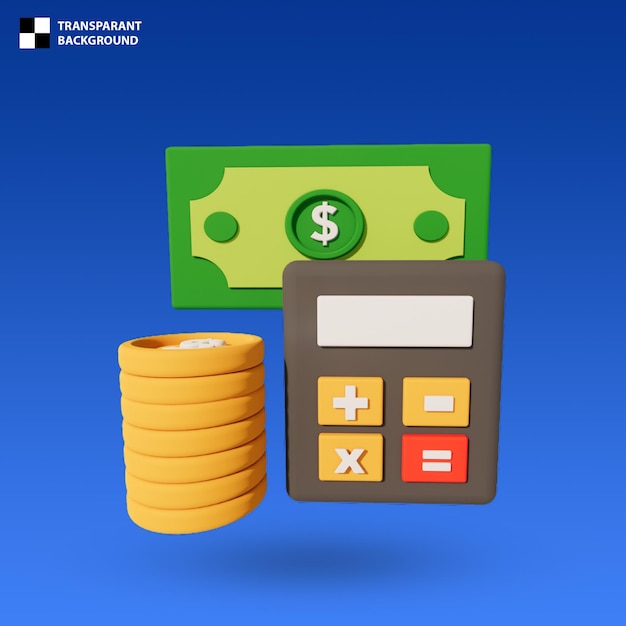 Ícone de calculadora 3D isolado