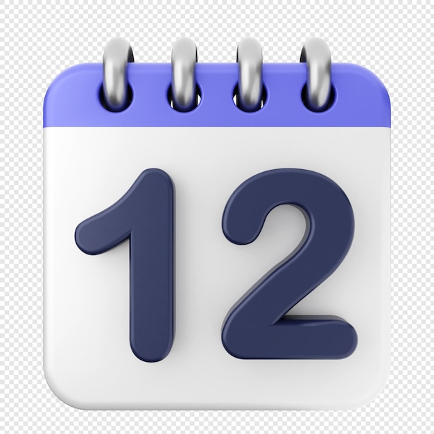 Ícone de calendário 3D 12o