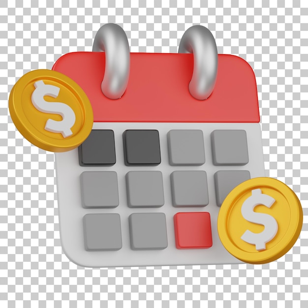 Ícone de calendário financeiro 3D