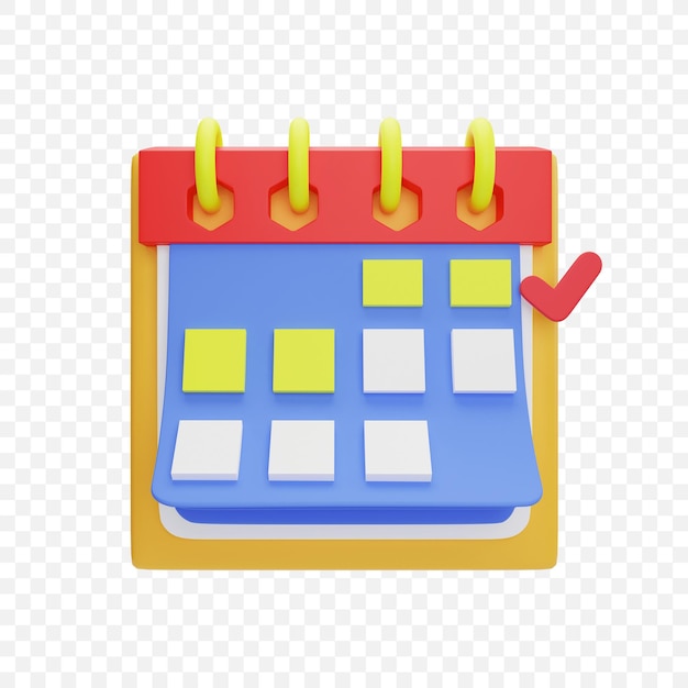 Ícone de calendário isolado renderização 3d ilustração