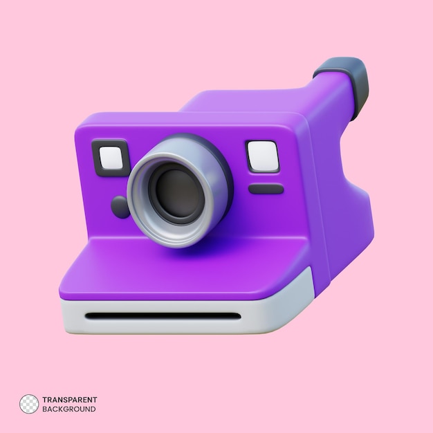 Ícone de câmera polaroid retrô isolado 3d render ilustração